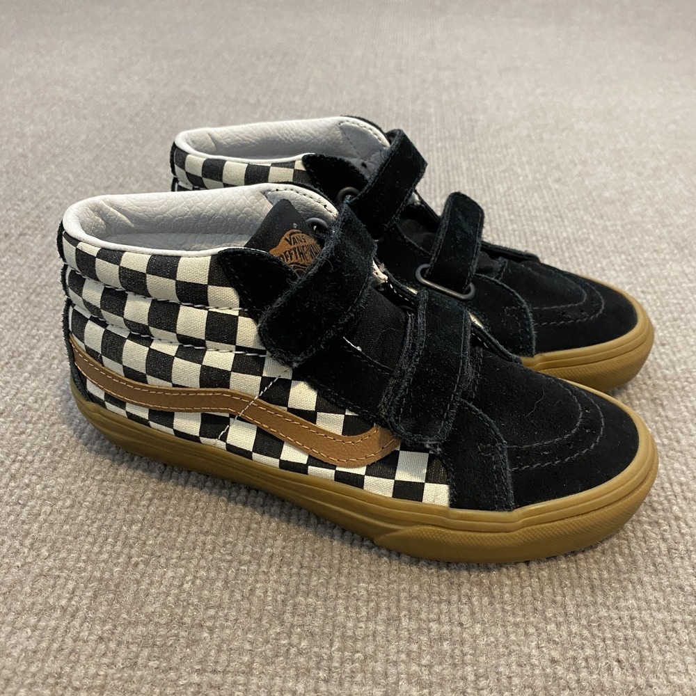 Vans Sk8-Mid Reissue V Shoes Kids Size 2 Checkered Black Gum Sneakers